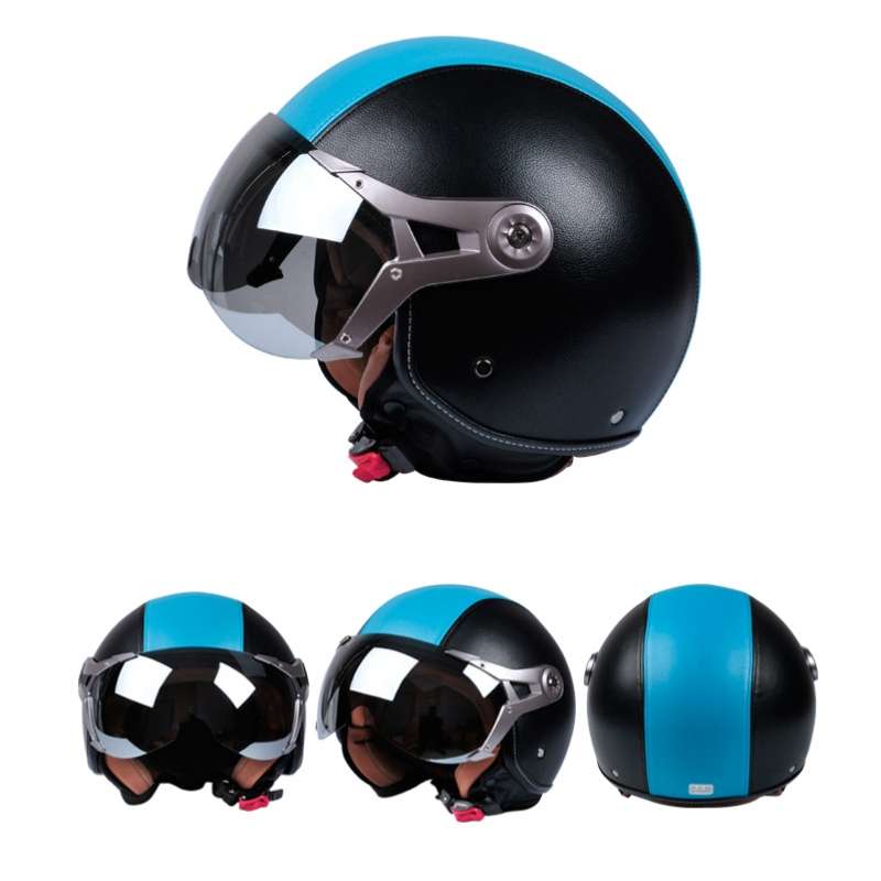 GXT Electric Vehicle Half Cover Four Seasons Retro Helmet, Size: XL(Black Orange)