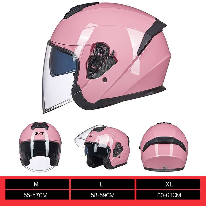 GXT Electric Vehicle Four Seasons Sun Protection & Windshield Double Lens Helmet, Size: M(Bright Bla
