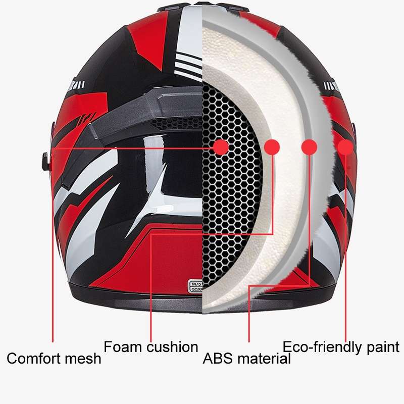 GXT Electric Vehicle Four Seasons Sun Protection & Windshield Double Lens Helmet, Size: M(Bright Bla