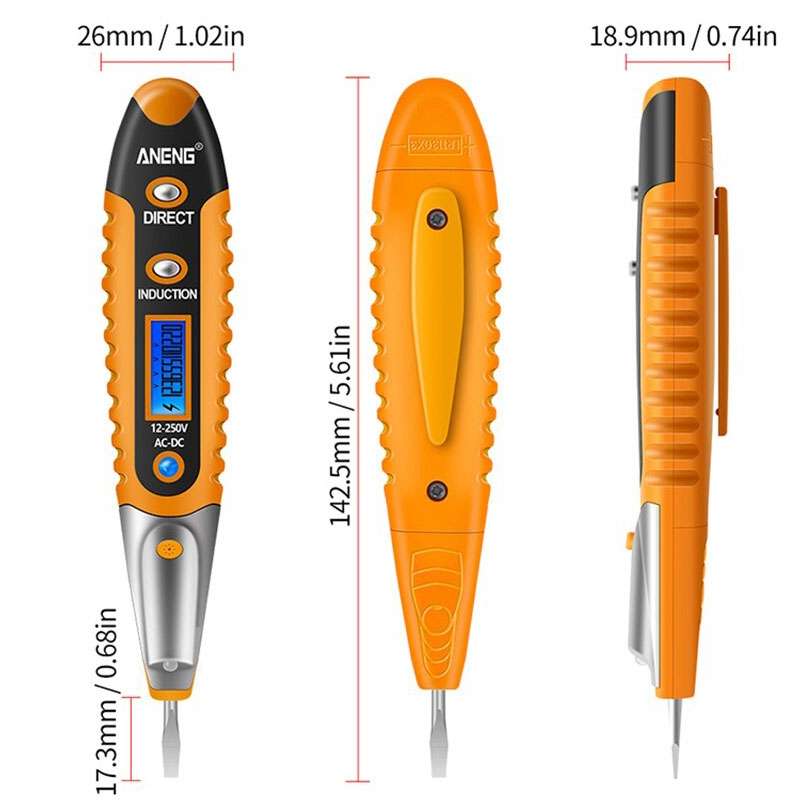 ANENG VD700 2pcs Sound and Light Alarm Non-contact Digital Display Sensor Multi-function Test Pen(Bl
