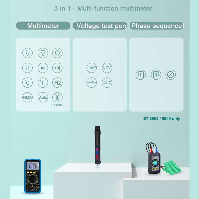 WinAPEX ET8906 Digital Multimeter Voltage Test Pen Capacitance Meter Diode NVC Tester