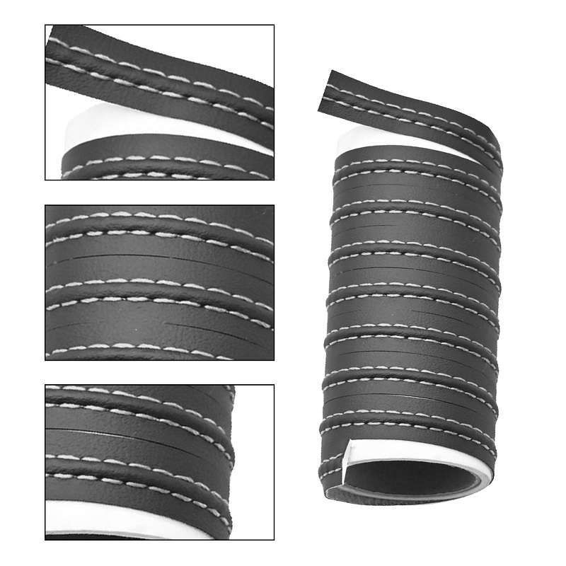 2m Car Center Console Interior Modification Leather Gap Strip(Black Beige)