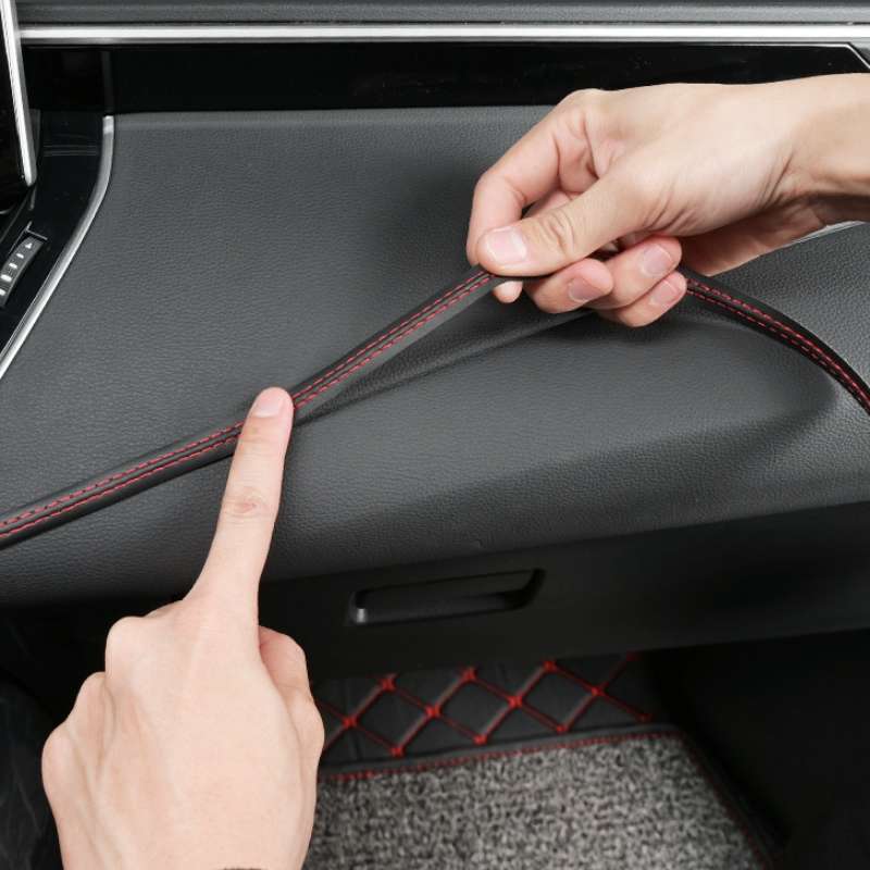 0.5m Car Center Console Interior Modification Leather Gap Strip(Black Blue)