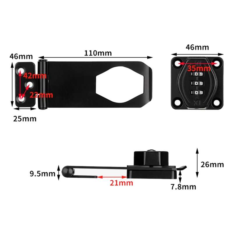 Screw Installation Cabinet Door Combination Lock Anti-Theft Drawer Lock, Style: Two Hole 3 inch Silv