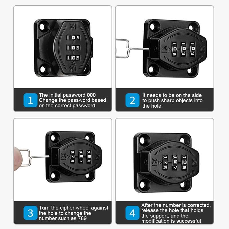Screw Installation Cabinet Door Combination Lock Anti-Theft Drawer Lock, Style: Two Hole 3 inch Silv