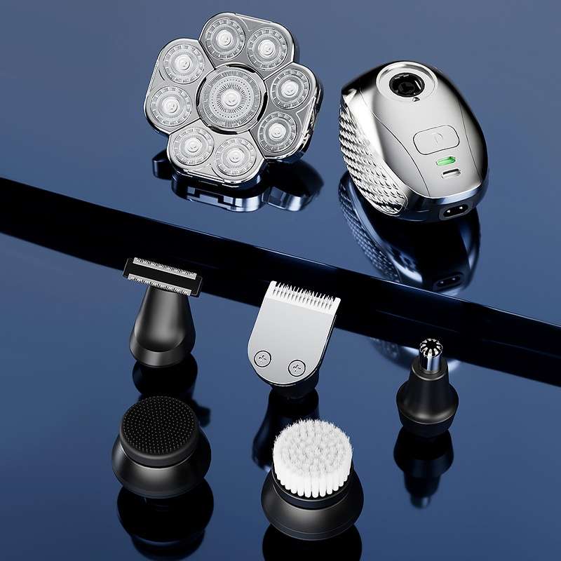 6 In 1 9 Knife Head Multifunctional USB Shaver Full Body Water Washing Shaver Men Hair Bald