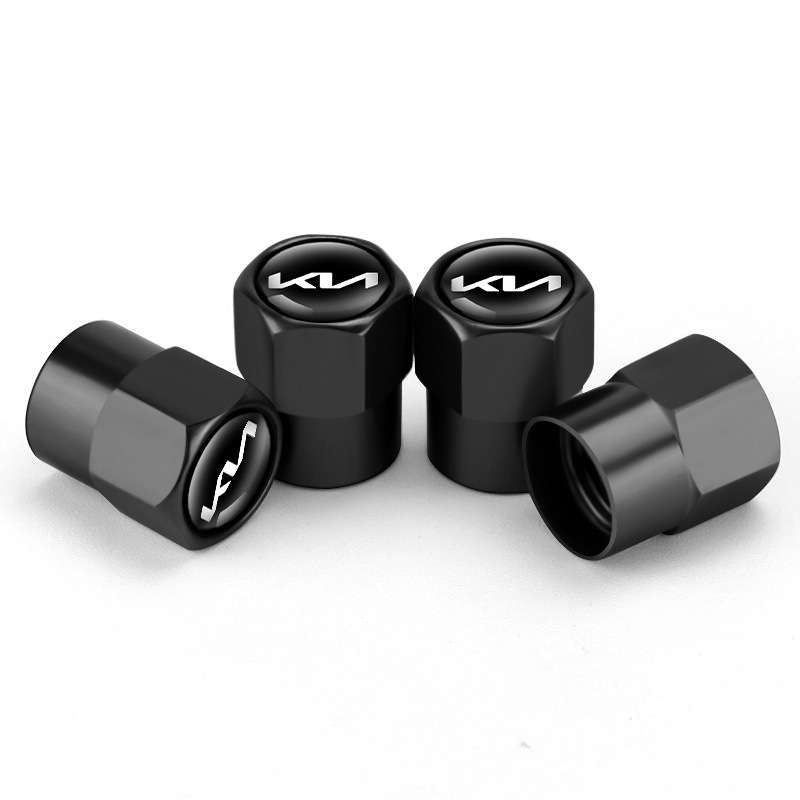 3sets/12pcs For KIA KN Car Tire Valve Core Decorative Metal Cap(Black)