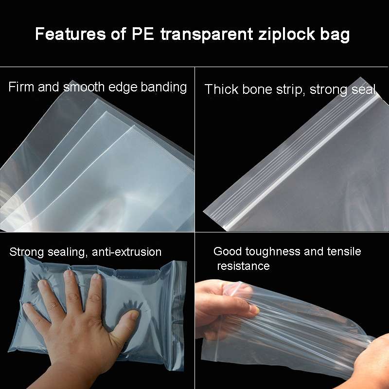 100pcs  Perforated Ziplock Bag Thickened Transparent Packaging Bag Plastic Sealed Bag 8 x 18cm 12 S