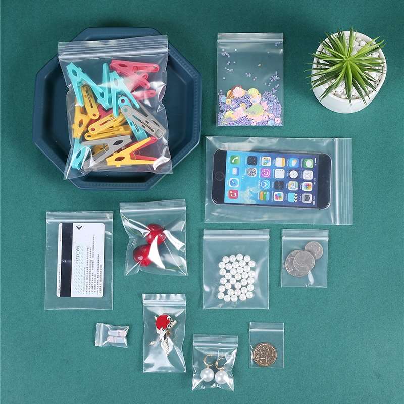 100pcs  Perforated Ziplock Bag Thickened Transparent Packaging Bag Plastic Sealed Bag 8 x 18cm 12 S