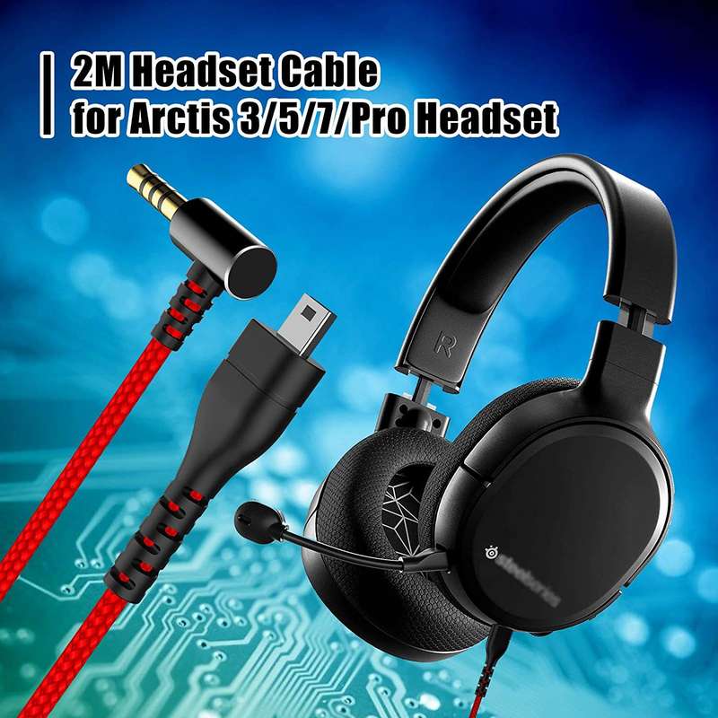 For SteelSeries Arctis 3 5 7 Pro Nylon Weaving Game Headset Cable(Black)