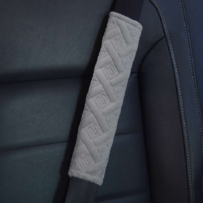 1pair Car Plush Seat Belt Embroidered Shoulder Pad Cover(Blue)