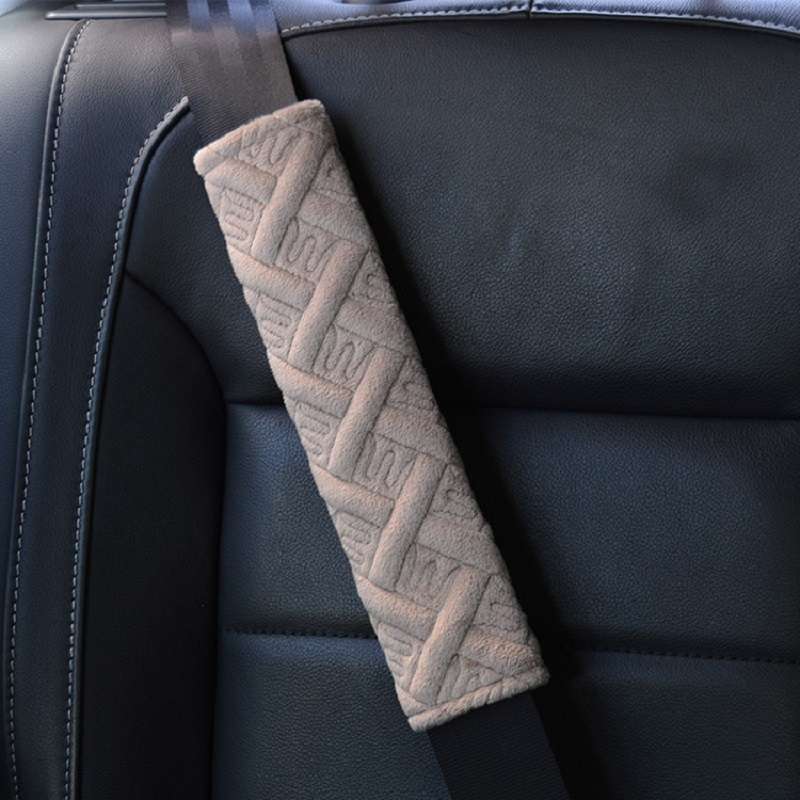 1pair Car Plush Seat Belt Embroidered Shoulder Pad Cover(Blue)