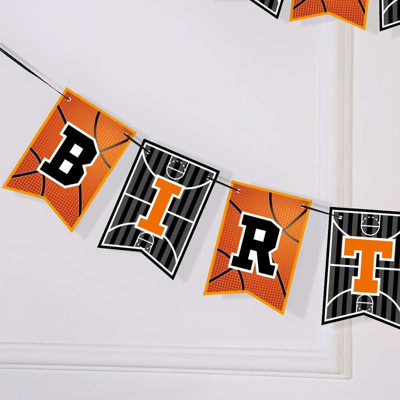 Basketball Theme Party Set Flag + Balloon + Cake Insert Set