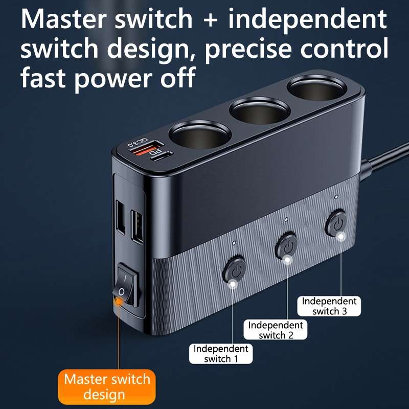 Car Cigarette Lighter USB3.0/PD Interface 128W Car Charger(C28)