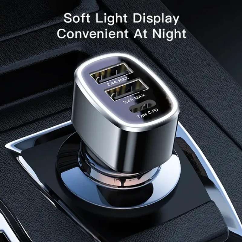Yesido Y47 49W Double USB+Type-C/USB-C Port Car Fast Charger(Black)