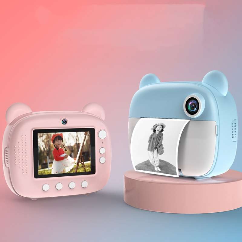 Children Instant Print Camera 1080P 2.4-Inch IPS Screen Dual Lens Photography Camera(Pink)