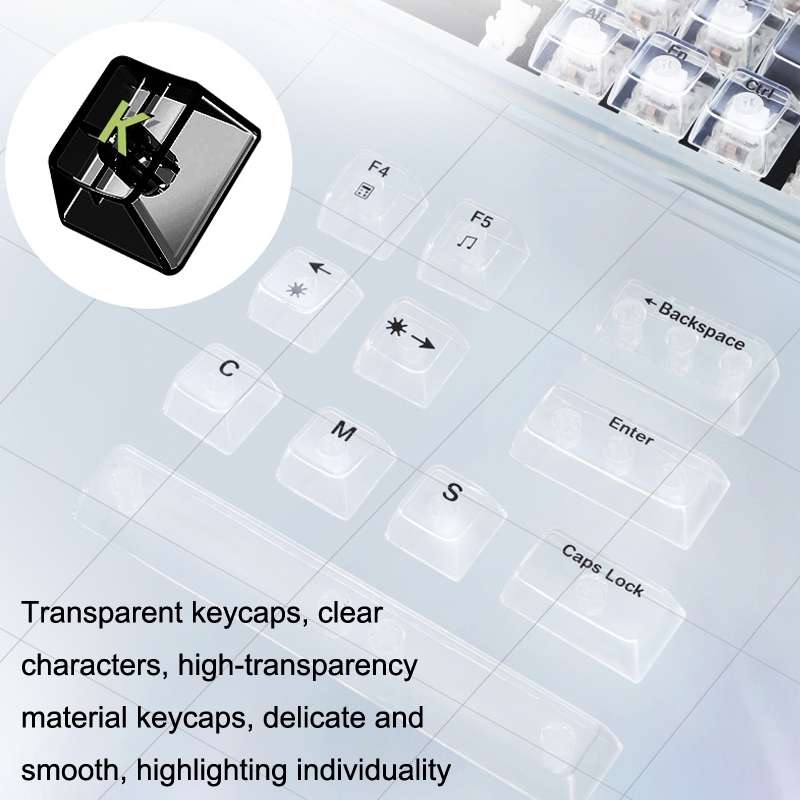 100 Keys Customized Gaming Wired Mechanical Keyboard Transparent Keycap Red Shaft (White)