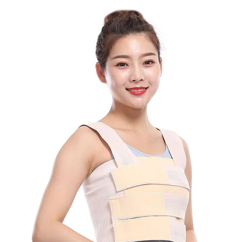 Left M Chest Compression Fixation Strap Breast Surgery Chest Strap(Beige)