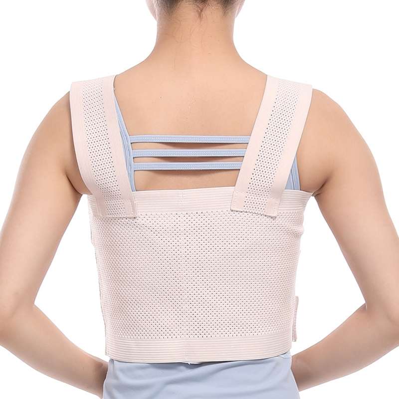 Left M Chest Compression Fixation Strap Breast Surgery Chest Strap(Beige)