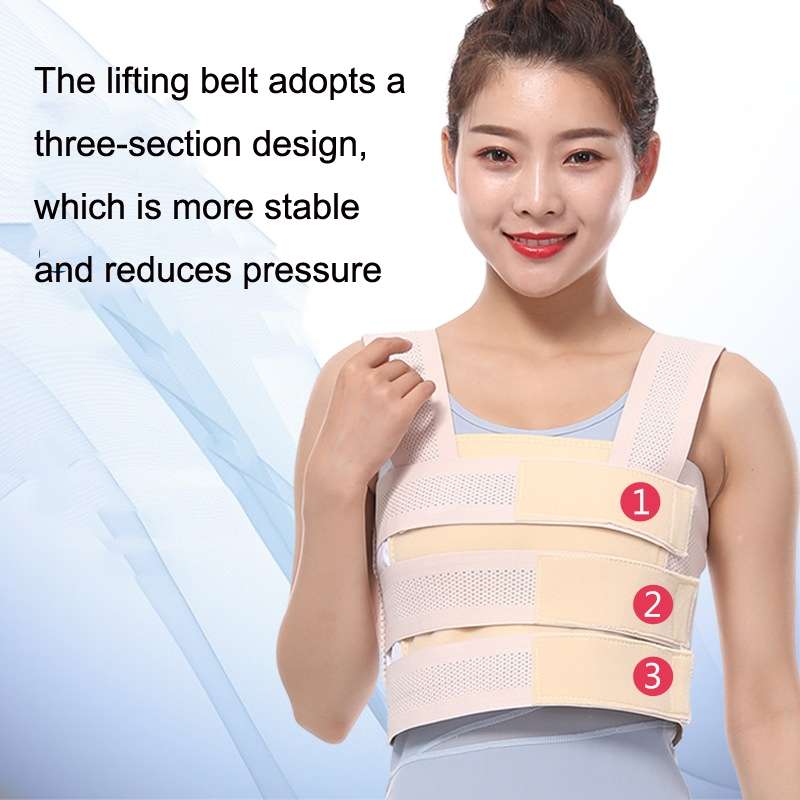 Left M Chest Compression Fixation Strap Breast Surgery Chest Strap(Beige)