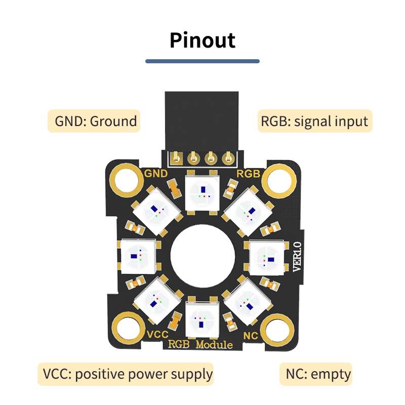 Yahboom 8-bit Full-color RGB Light Ring Module Microbit Raspberry Pi Pico Development Board