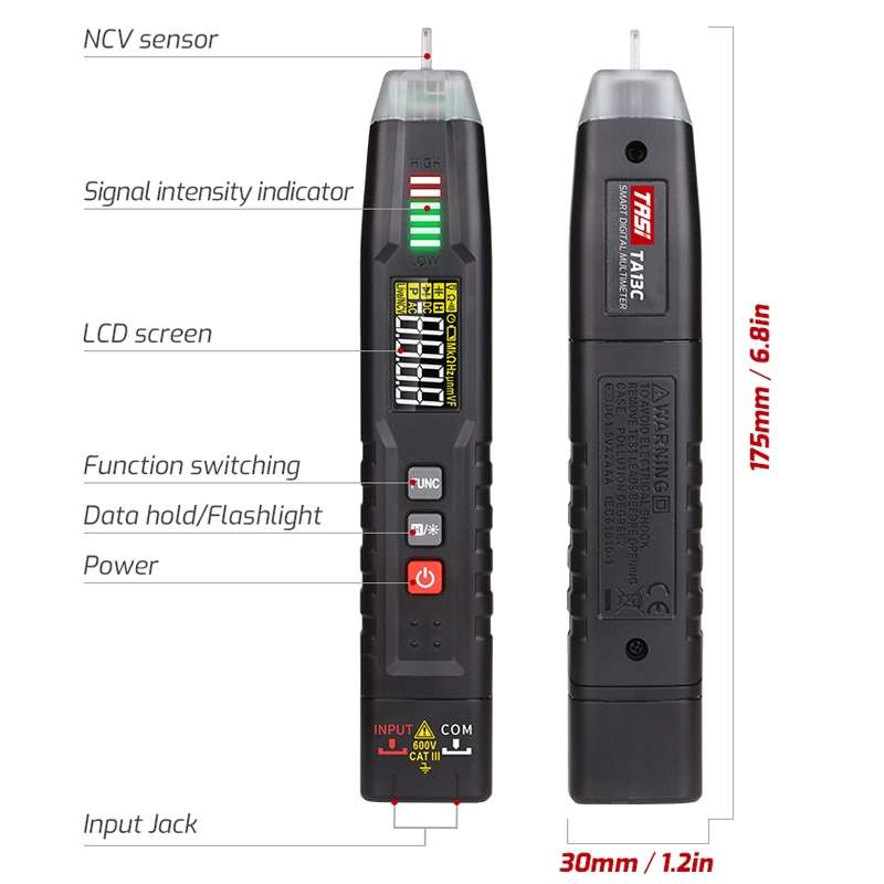 TASI TA13C Smart Pen Multimeter Digital High Precision Compact Portable Multimeter