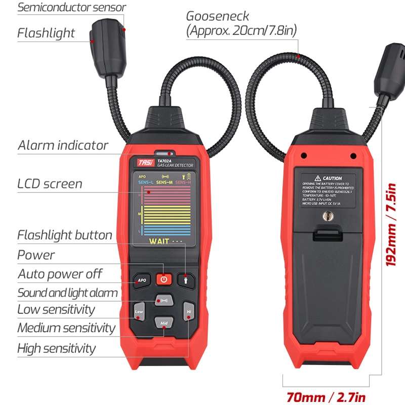 TASI TA702A Simulation Bar Display Cumbelo Gas Detector Portable Gas Testing Instrument Natural Gas
