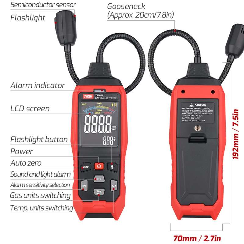 TASI TA702B Simulation Bar+Digital Display Cumbelo Gas Detector Portable Gas Testing Instrument Natu