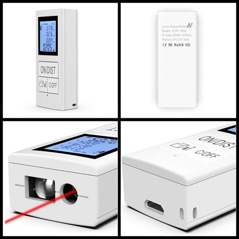 30m Mini Handheld Rechargeable Infrared Electronic Range Finder(White)
