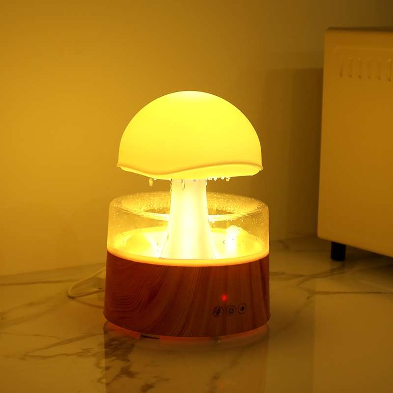 500ml Rain Humidifier Mushroom Cloud Colorful Night Lamp Aromatherapy Machine With Remote Control, S