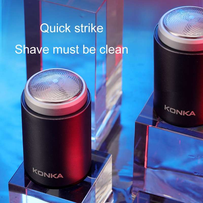 KONKA Mini Portable Razor Outdoor Waterproof Men Razor, Color: Black+3 Knife Head