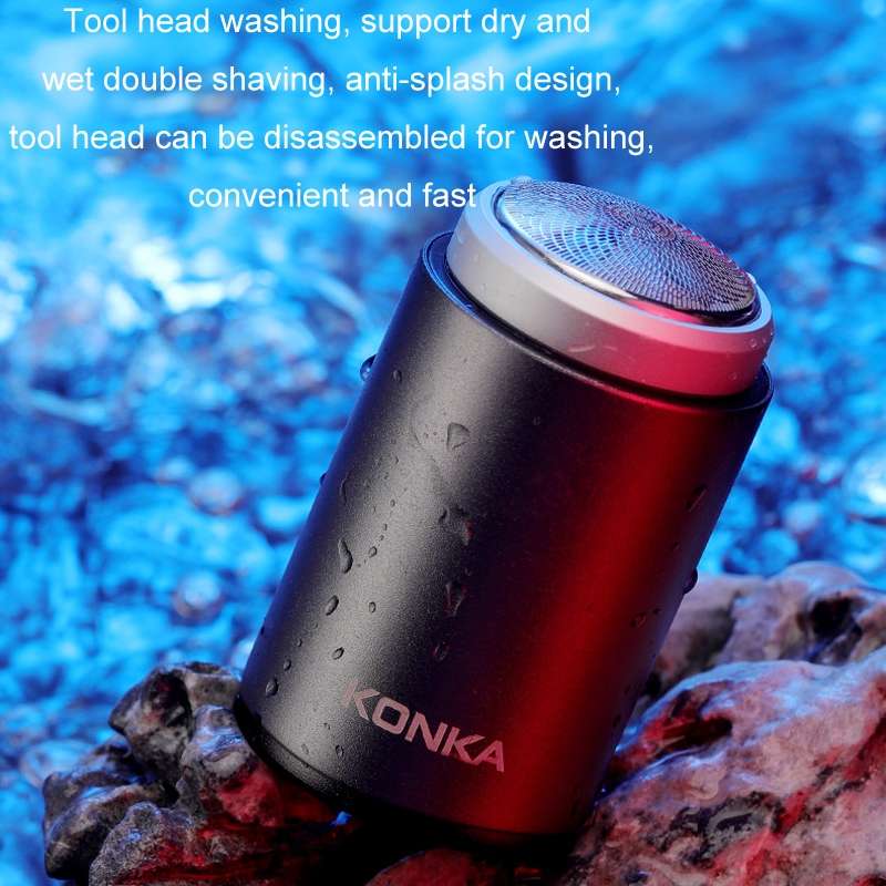 KONKA Mini Portable Razor Outdoor Waterproof Men Razor, Color: Black+3 Knife Head