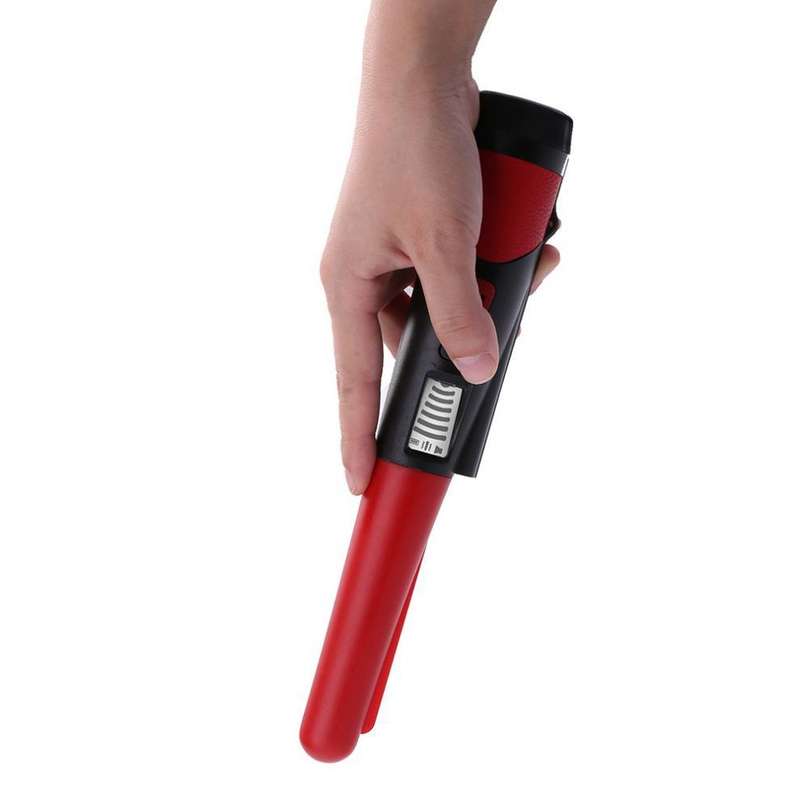 Handheld Metal Detector LCD Display Gold Treasure Hunter with Flashlight(Red)