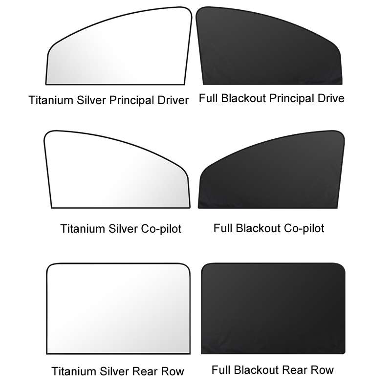 Heat-insulating Opaque Vinyl Coated Magnetic Car Curtains, Style: Titanium Silver Rear Row
