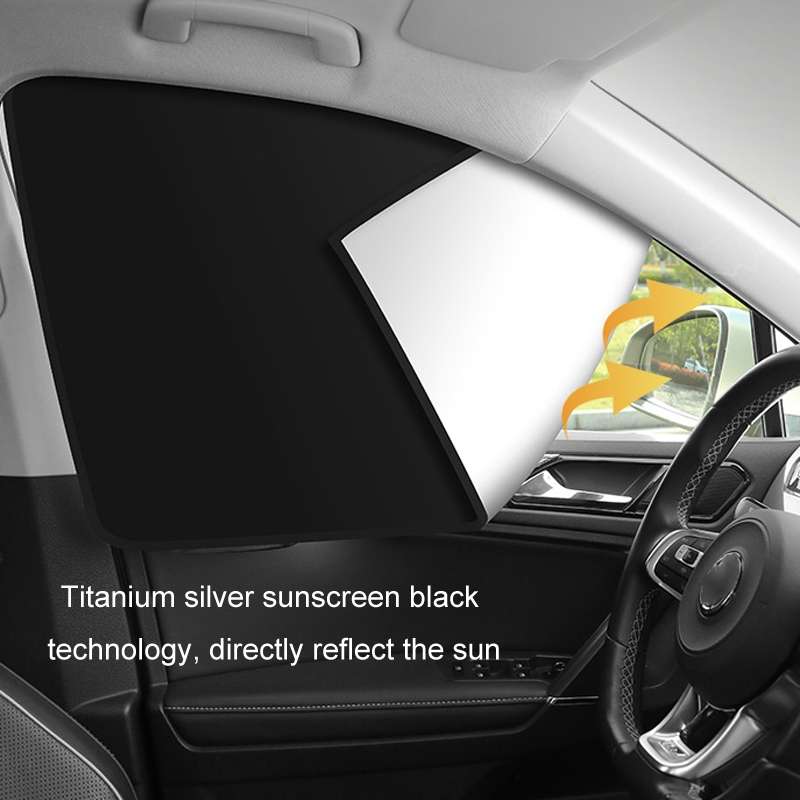 Heat-insulating Opaque Vinyl Coated Magnetic Car Curtains, Style: Titanium Silver Rear Row