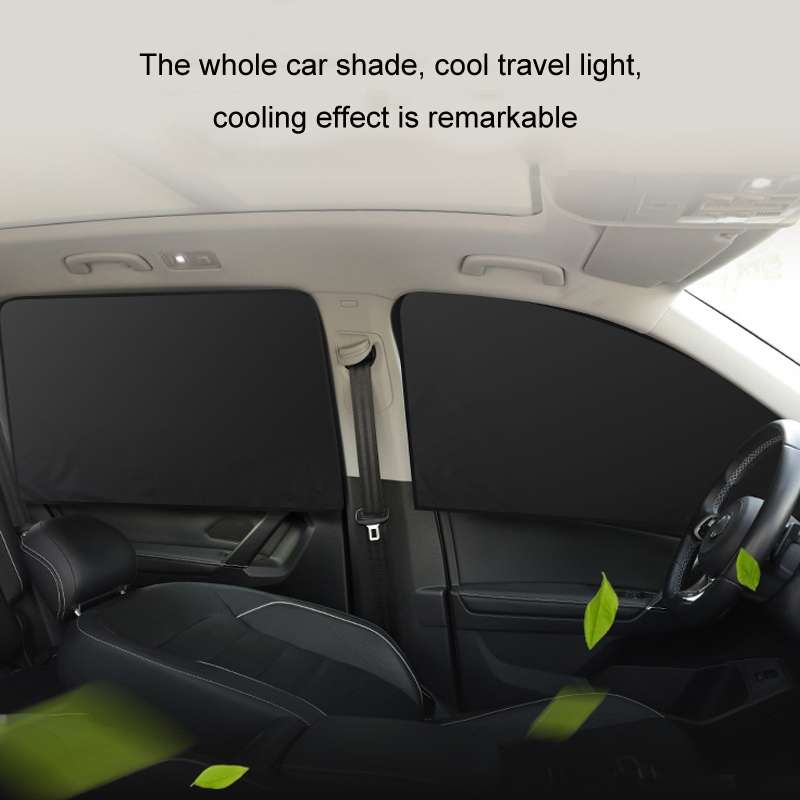Heat-insulating Opaque Vinyl Coated Magnetic Car Curtains, Style: Titanium Silver Rear Row