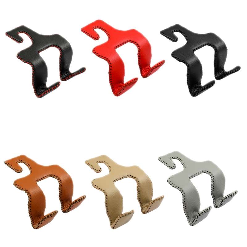 Car Double Hook Stainless Steel Rear Headrest Mobile Phone Holder(Black Red Line)