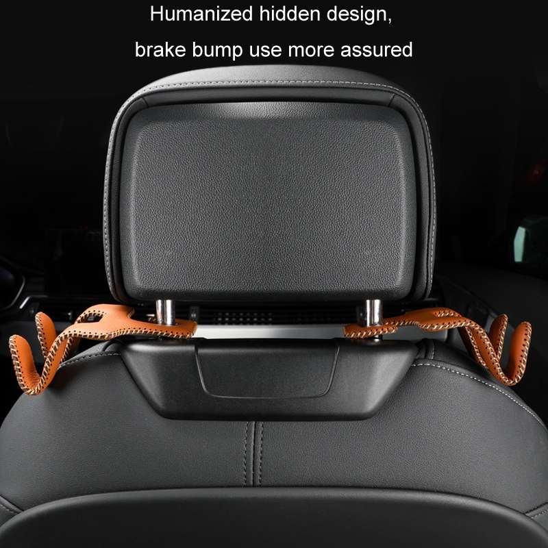 Car Double Hook Stainless Steel Rear Headrest Mobile Phone Holder(Black Red Line)