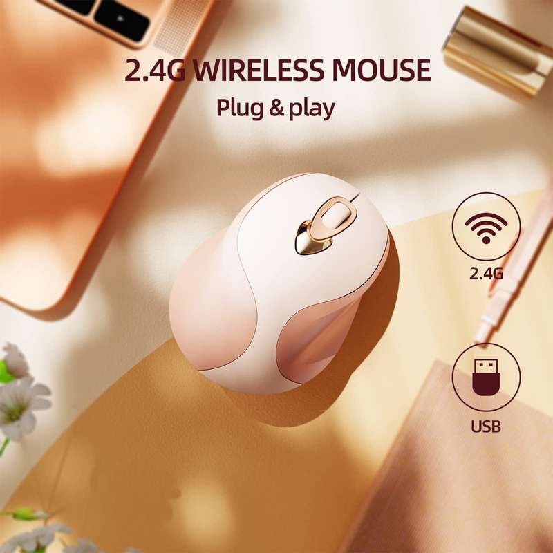 Inphic M8 Wireless Mouse Charging Quiet Office Home 2.4G USB Mouse(Milk Tea)