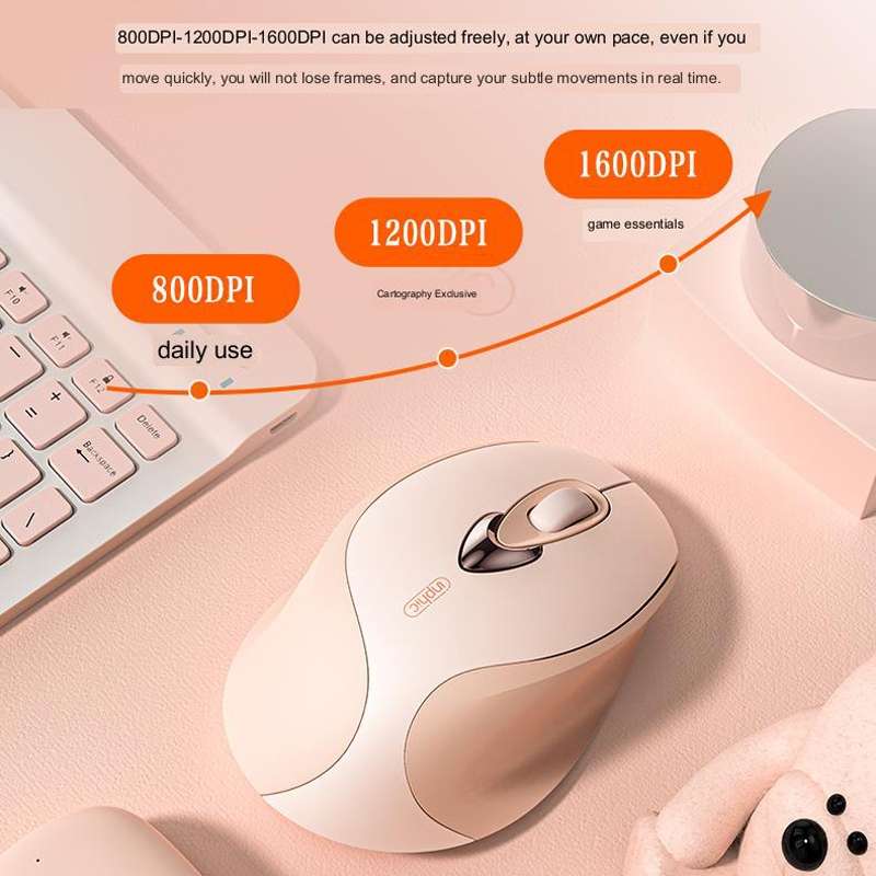 Inphic M8 Wireless Mouse Charging Quiet Office Home 2.4G USB Mouse(Milk Tea)