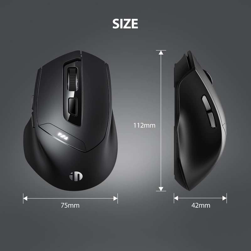 Inphic DR01 Bluetooth 3 Mode Wireless Mouse Charging Quiet Office Game Laptop Computer Home Use(Blac