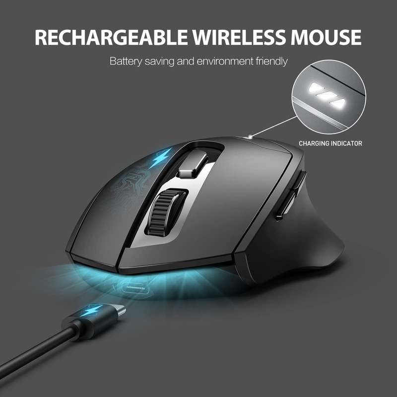 Inphic DR01 Bluetooth 3 Mode Wireless Mouse Charging Quiet Office Game Laptop Computer Home Use(Blac