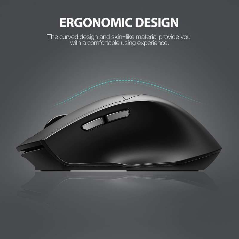 Inphic DR01 Bluetooth 3 Mode Wireless Mouse Charging Quiet Office Game Laptop Computer Home Use(Blac