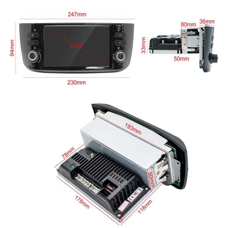 For Fiat Linea Punto EVO line 2012-2015 Car Android Navigation Bluetooth FM Radio, Memory: 2+32G