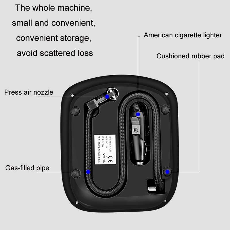 12V Metal Cylinder Smart Digital Display Portable Mini Tire Pump, Specification: No. 30 Manual Shutd