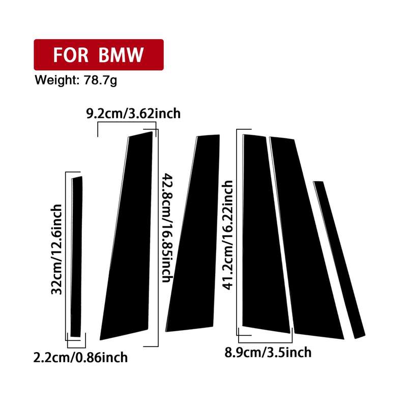 For BMW 3 Series G20 Universal B-pillar Decorative Sticker for Left and Right Drive(Black)