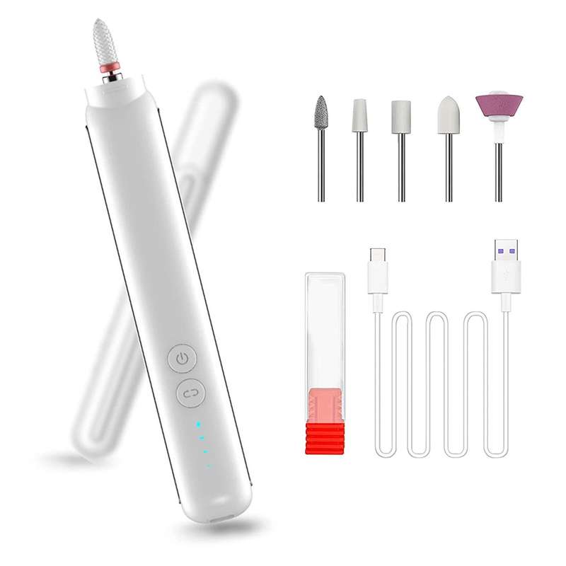 Rechargeable Nail Drill Machine Set with Ceramic Drill Bit Spot Lighting(Black)
