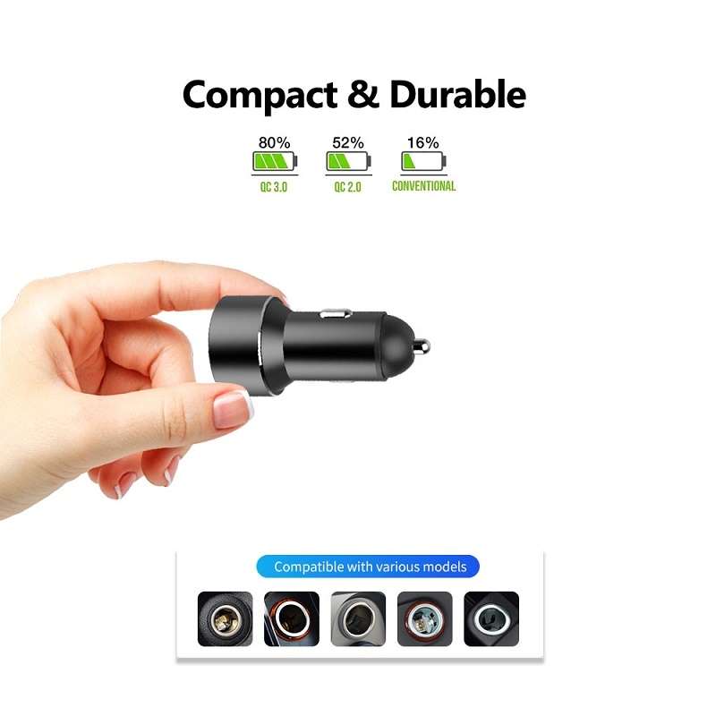 Mini Multifunctional Dual USB Digital Display Car Charger(Red)