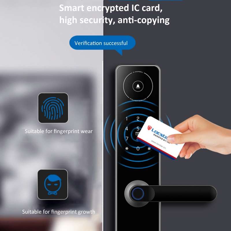 A60 Smart Fingerprint Password Door Lock With Doorbell, Spec: Basic Version Gray