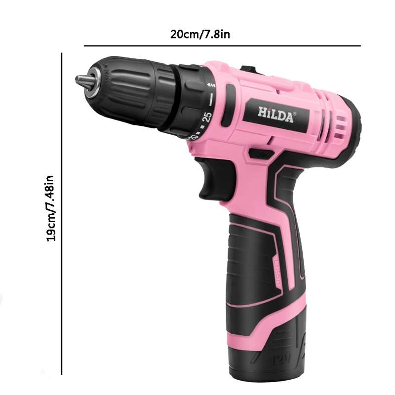 HILDA 12V Cordless Impact Drill Electrical Screwdriver, Plug: US Plug